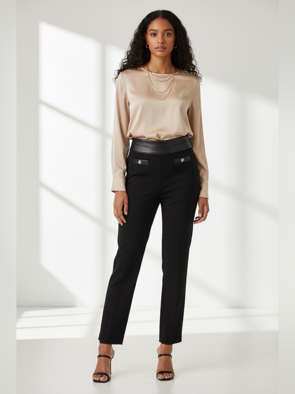 Black High-Waist Ponte Pants